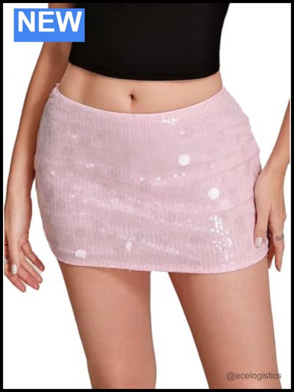 Women's Sparkly Sequin Y2K Bodycon Mini Skirt with Built-In Shorts